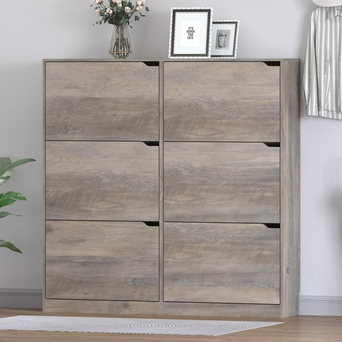 Shoe Cabinet with 6 Flip Drawers, Slim Narrow Shoe Storage Cabinet, Freestanding Shoe Organizer for Entryway, Hallway, Foyer