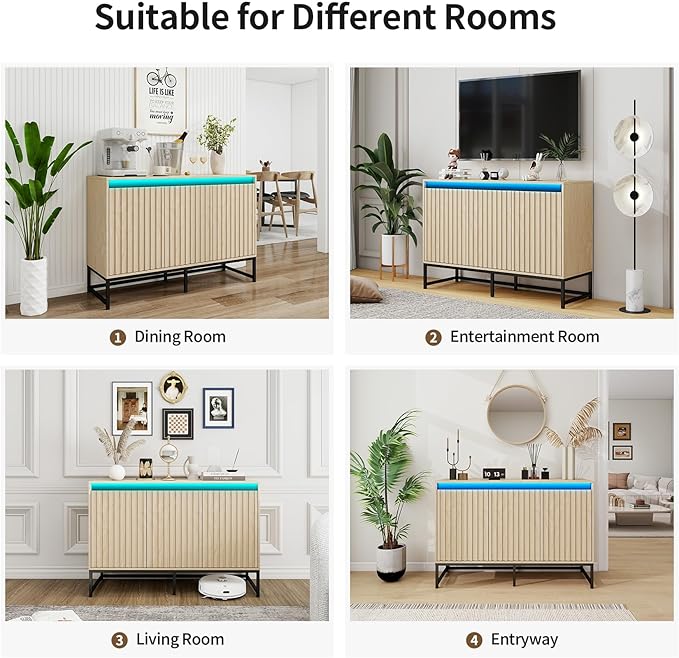 Fluted Sideboard Buffet Cabinet