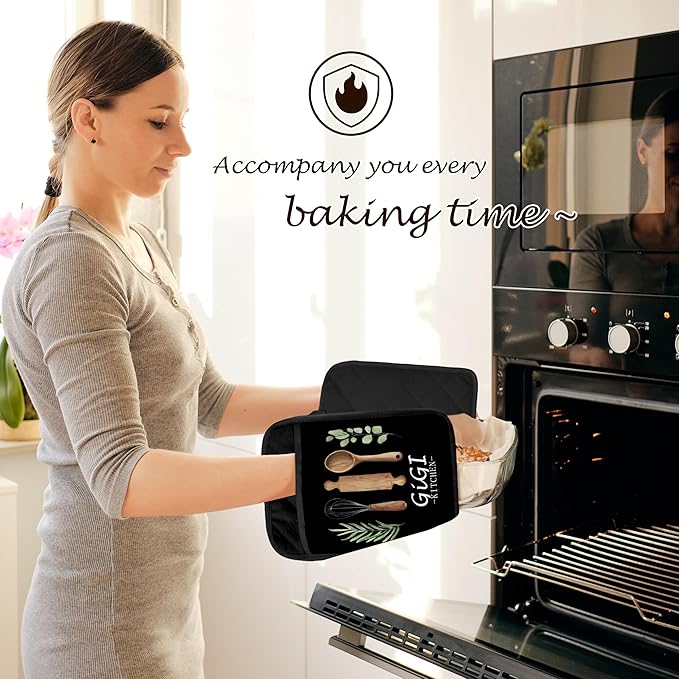 Gigi Grandma Kitchen Gifts Pot Holders 2 Pack Set, Grandma Baking Cooking Gift, Gift for Gigi Grandmother Gifts Heat Resistant Oven Hot Pads for Kitchen Countertop Baking