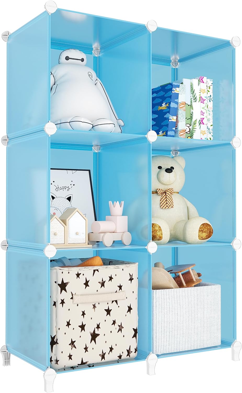 Portable Closet 6 Cube Closet Organizer and Storage Shelf Bookcase with Metal Hammer, Organizer Cabinet for Kids, Bedroom, Bathroom