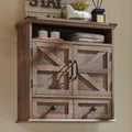 ACCOHOHO Bathroom Wall Cabinet, Farmhouse 24" Wide Medicine Cabinet with Drawer, Adjustable Shelf, Double Barn Doors, Storage Cabinets for Bathroom, Kitchen, Living Room, Rustic Brown