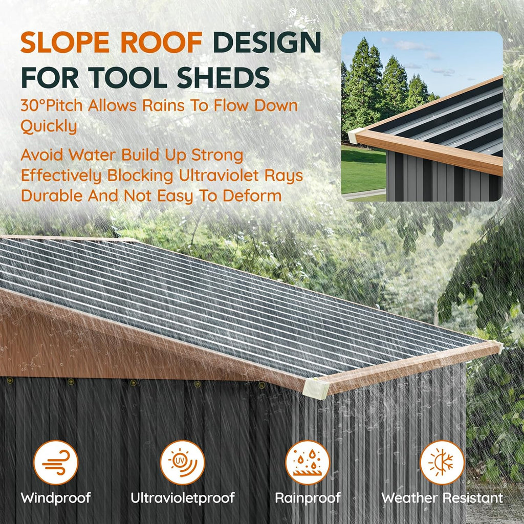5x3FT Multi-Used Shed & Outdoor Storage Shed with Lockable Door, Compact Metal Tool Shed for Garden, Backyard, Patio, Utility, and Various Storage Shed(Matte Gray)