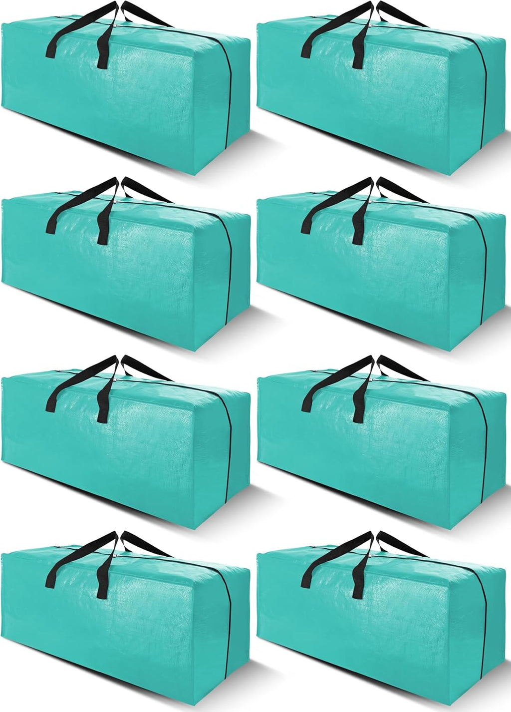 Cosy Family 8 Pack Heavy Duty Extra Large Moving Bags with Backpack Straps - Strong Handles & Zippers, Storage Totes For Space Saving, Fold Flat, Alternative to Moving Box (40 gal, Aquamarine)