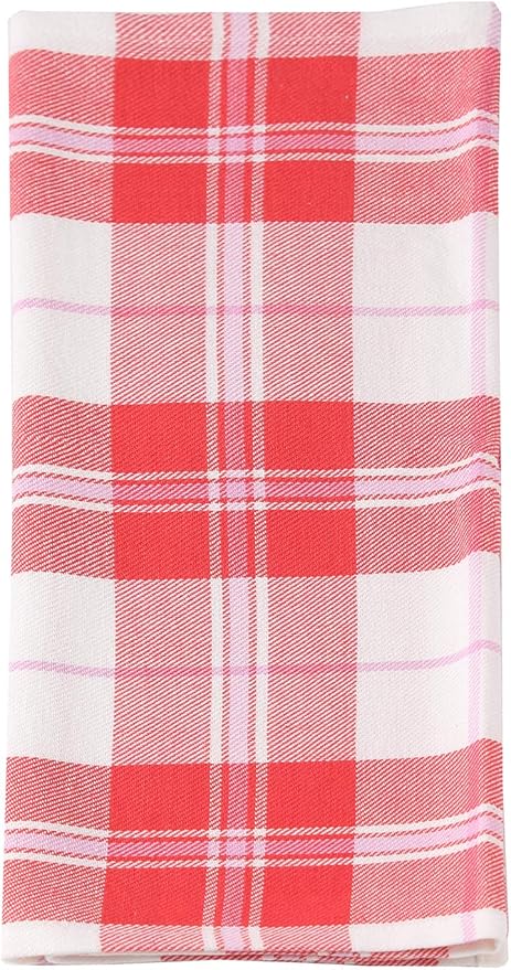 ACCENTHOME Kitchen Towels Set of 4 Super Absorbent Durable Towels Perfect for Kitchen Mess & Drying Dishes 20x28 inch Flamingo Red-Pink