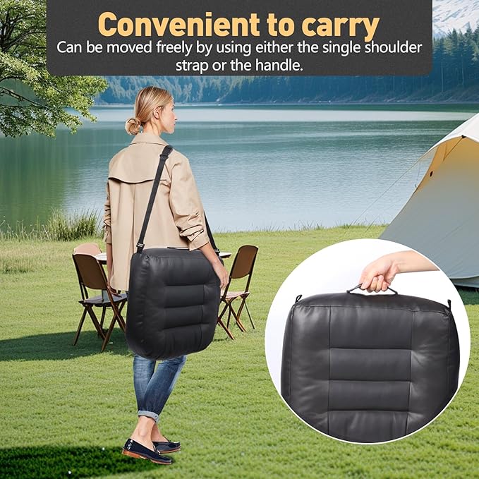 Booster Car Seat Cushion, Thick Leather Car Seat Cushion Pad for Adult to Raise Height, Portable Backless Car Seat Pillow with Handle for Trucks Driving, Suvs, Office Chairs, Wheelchairs (Gray)