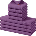 Homaxy 100% Cotton Kitchen Towels and Dishcloths Set, 12 x 12 Inches and 13 x 28 Inches, Set of 8 Bulk Kitchen Towels Set, Ultra Soft Absorbent Dish Cloths for Washing Dishes, Purple