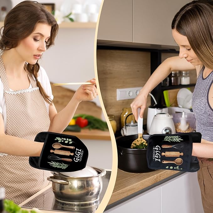 Gigi Grandma Kitchen Gifts Pot Holders 2 Pack Set, Grandma Baking Cooking Gift, Gift for Gigi Grandmother Gifts Heat Resistant Oven Hot Pads for Kitchen Countertop Baking