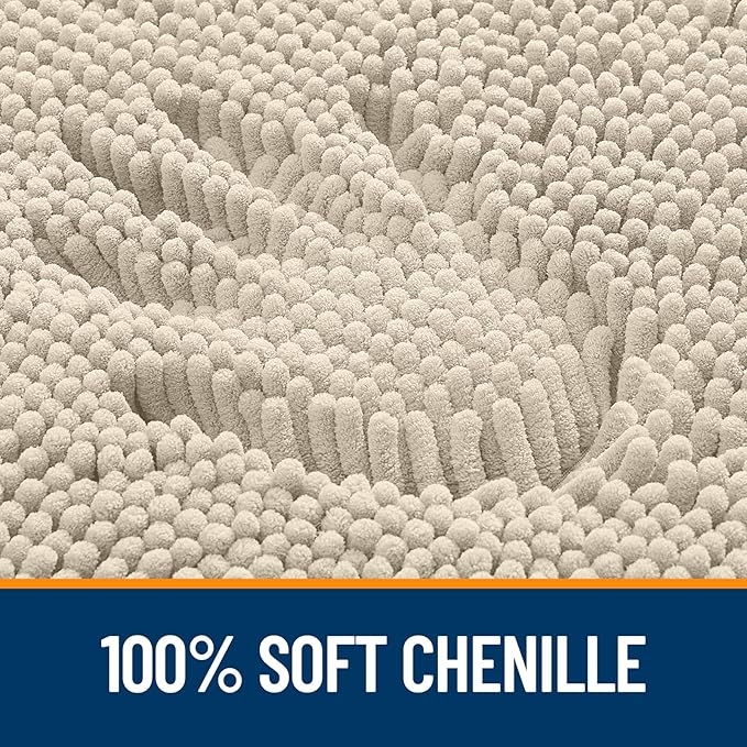 OLANLY Bathroom Rugs 30x20, Extra Soft Absorbent Chenille Bath Rugs, Rubber Backing Quick Dry, Machine Washable Bath Mats for Bathroom Floor, Tub and Shower, Home Decor Accessories, Sand