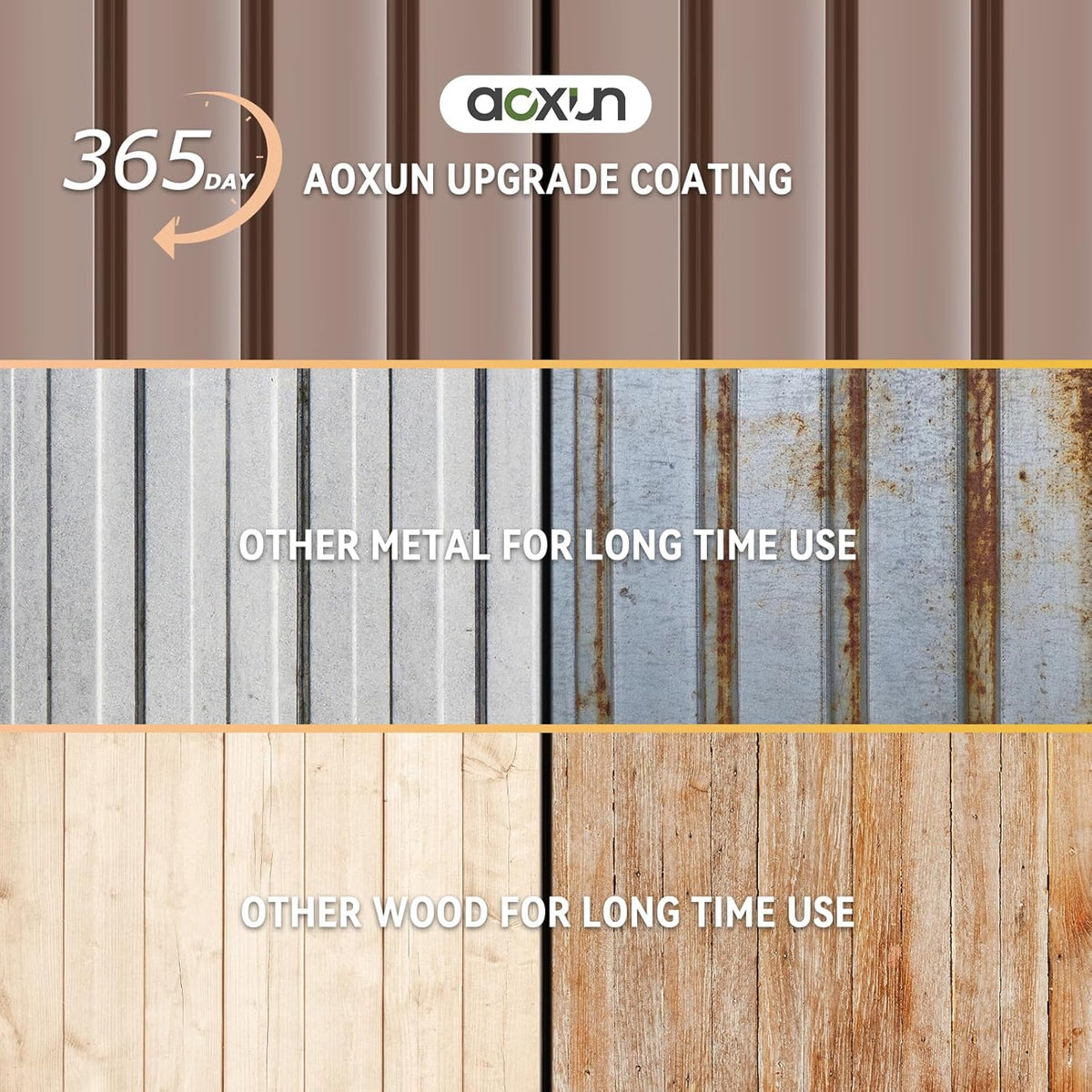 Aoxun 10x12 Shed with Brown Floor Galvanized Steel Outdoor Storage Shed Metal Garden Shed with Moisture-Proof Floor & Ventilation, Sloped Roof for Bike/Generator/Tool Storage (Brown Floor Included)
