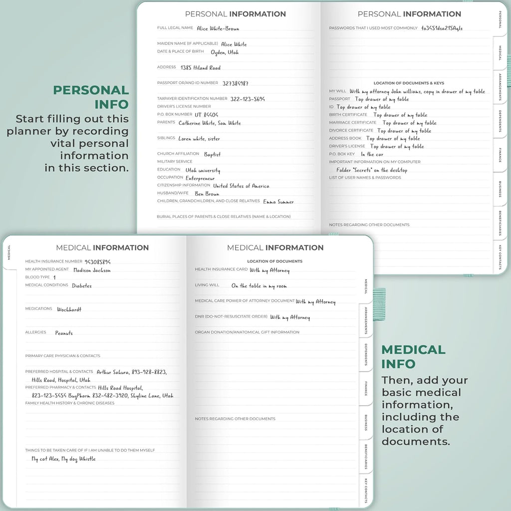 Clever Fox End of Life Planner – Final Arrangements Organizer for Beneficiary, Will Preparation, Last Wishes & Funeral Planning, A5 (Mint Cream)