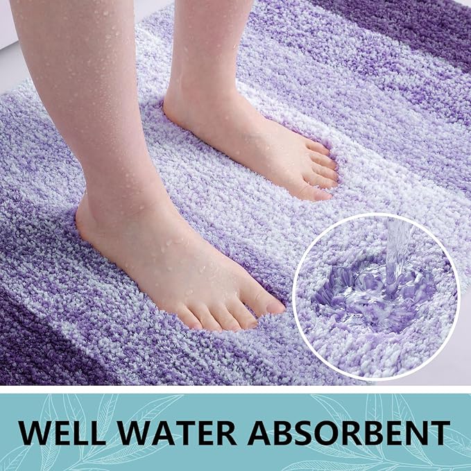 Arotive Microfiber Bathroom Rugs, Shaggy Soft and Absorbent Bath Rug, Non-Slip, Thick Plush Machine Washable Dry Bath Mats for Bathroom, Tub and Shower, 40x24, Dark Purple, Rectangular