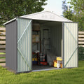 Patiowell 8x6 FT Outdoor Storage Shed, Garden Storage Shed with Sloping Roof and Double Lockable Door, Outdoor Shed for Backyard Garden Patio Lawn, Gray