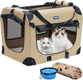 Petprsco Portable Collapsible Dog Crate, Travel Dog Crate 24x17x17 with Soft Warm Blanket and Foldable Bowl for Large Cats & Small Dogs Indoor and Outdoor