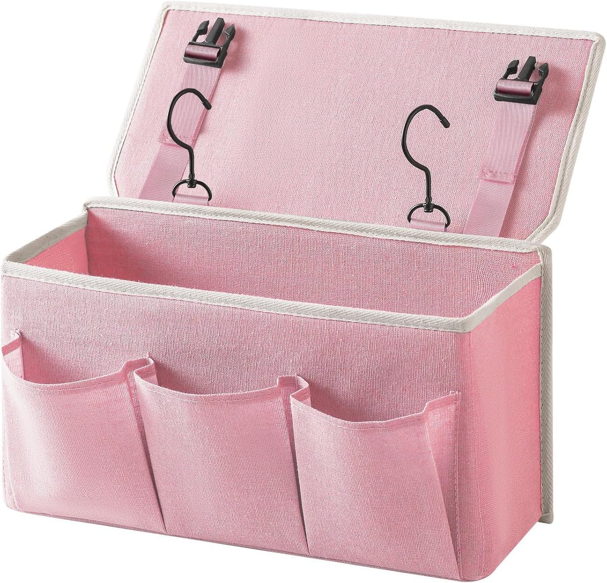Bedside Caddy/Bedside Storage Organizer Hanging Bag with Three Options,Suitable for home beds, sofas, and dormitory beds—can hold magazines, books, phones, iPads, remote controls. (Pink)