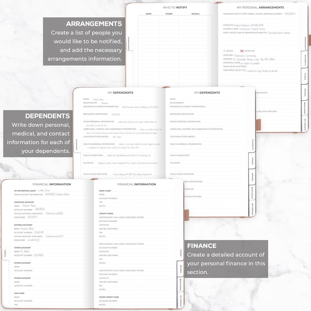 Clever Fox End of Life Planner – Final Arrangements Organizer for Beneficiary, Will Preparation, Last Wishes & Funeral Planning, A4 (Rose Gold)