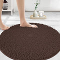 MAYSHINE Round Area Rug Set for Bathroom | Soft Plush Chenille Bath Mat, Water Absorbent Non-Slip Bathroom Rug | Washable Shag Carpet for Shower, Bedroom, or Home Décor | 36"x36" (Round) | Brown