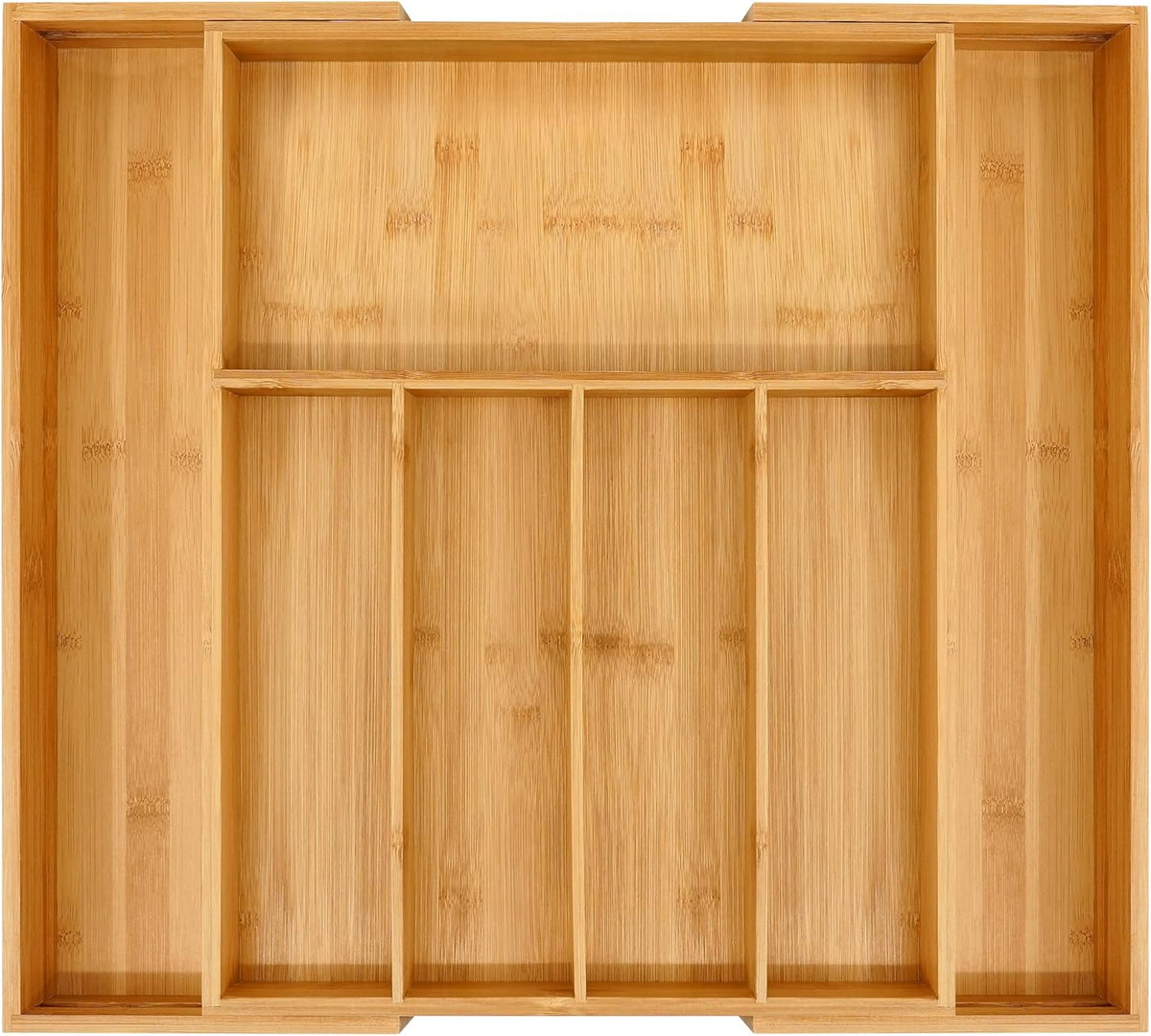 VaeFae Premium Bamboo Drawer Organizer, Expandable Silverware Drawer Organizer, Cutlery Tray with Dividers for Kitchen Utensils (Natural, Large)