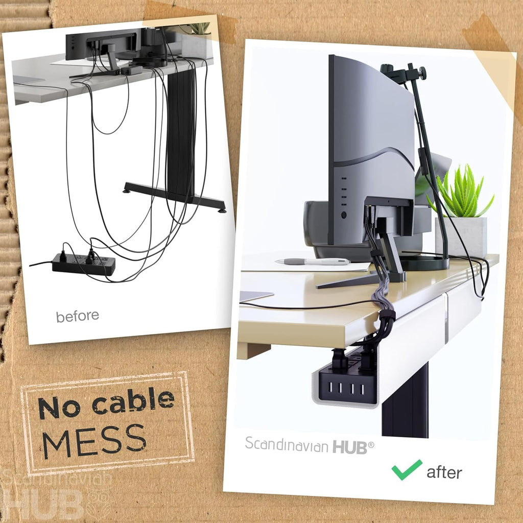 No-Screw Under Desk Cable Management Tray - Self-Adhesive Installation, Cord Management, Cable Tray, Under Desk Wire Organizer - White Single Tray