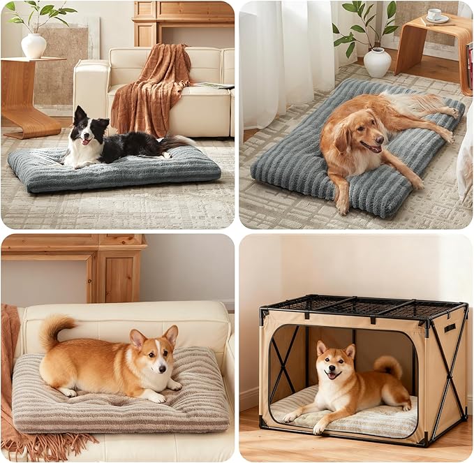 FURTIME Washable Dog Bed Medium Size Dogs, Deluxe Dog Crate Beds Comfy Fluffy Kennel Pad Anti-Slip Pet Sleeping Mat, Machine Washable Dogs Pillow, 29"x21"x3", Blue
