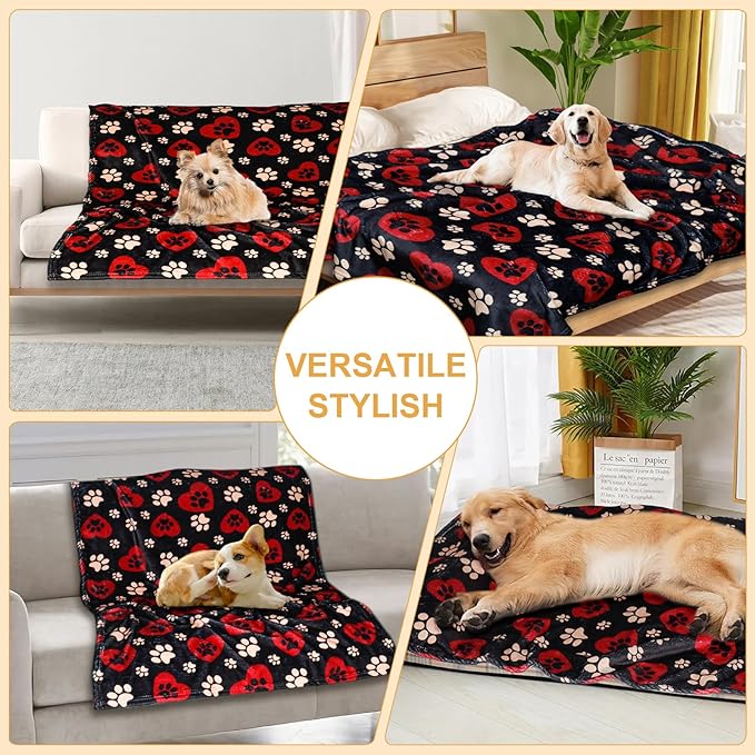 Gowyeg Premium Soft Dog Blanket Washable,43"x30" Cat Blanket for Indoor Cats Large Medium Small Dog Gifts Puppy Essentials (Red/Black)