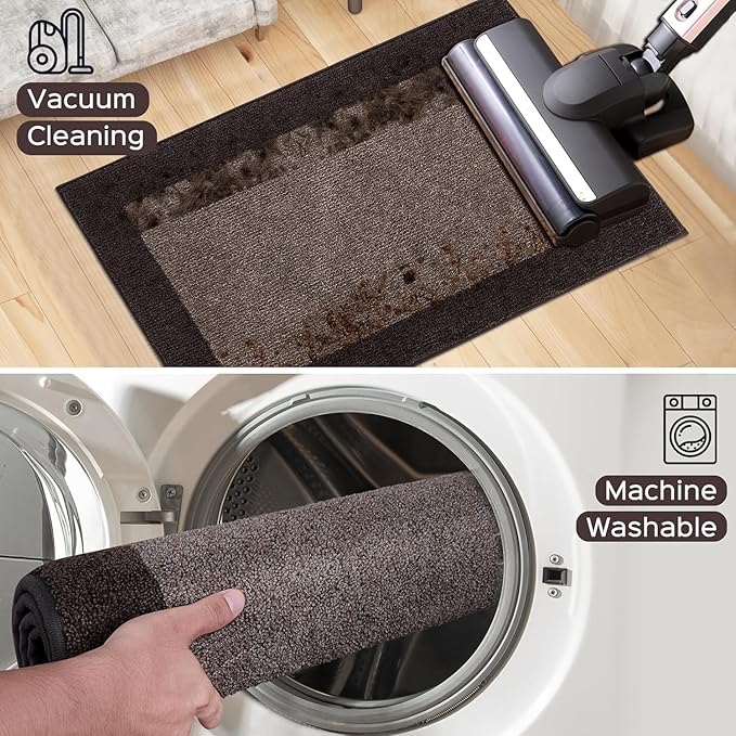 DOMUSTEX Machine Washable Kitchen Rug 32" x 84", Non Slip Kitchen Mat for Floor, Absorbent Entrance Runner Rug for Bedroom, Hallway, Bathroom, Door (Roll Packing)