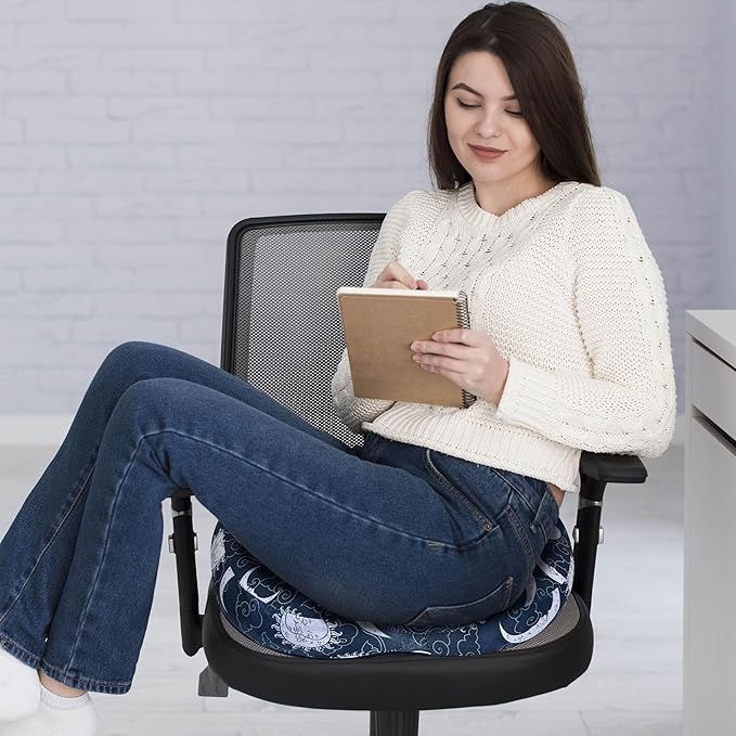 Donut Center Hole Hemorrhoid Pillow Memory Foam Hemorrhoids Seat Cushion for Tailbone or Coccyx Pain Relief Home Office Desk Chair Car Seat Cushions for Women Postpartum Pregnancy (Cyan)