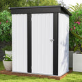 Patiowell 5x3 FT Outdoor Storage Shed, Garden Tool Shed with Sloping Roof and Lockable Door, Metal Shed for Backyard Garden Patio Lawn, White
