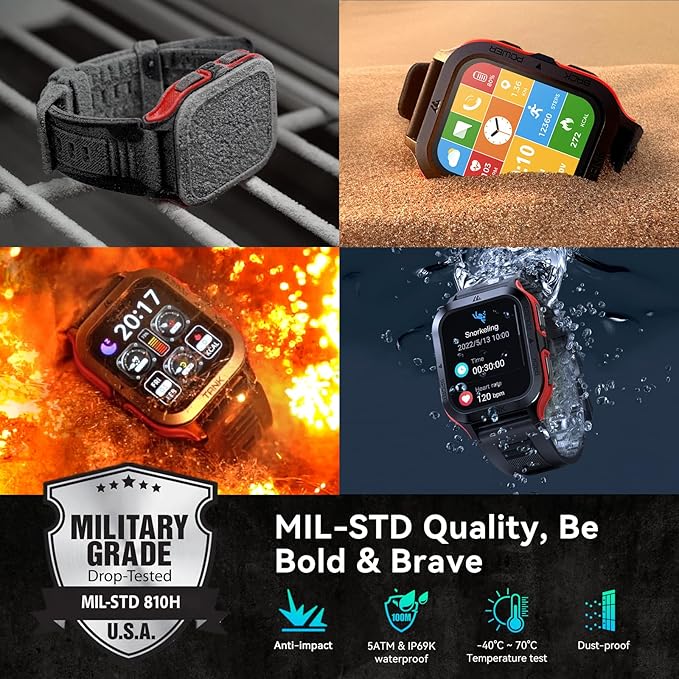 AMAZTIM Smart Watch, 60 Days Extra-Long Battery, 50M Waterproof, Rugged