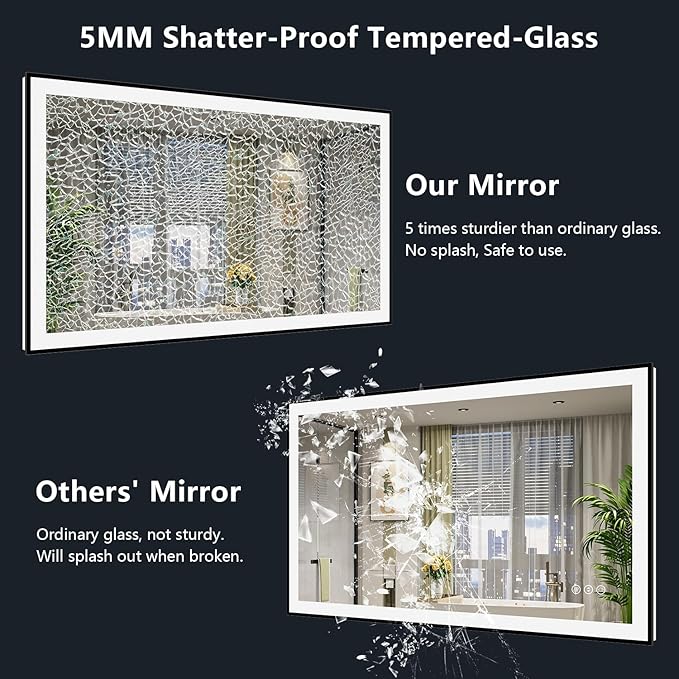 YEELAIT 55x30 Inch LED Bathroom Mirror