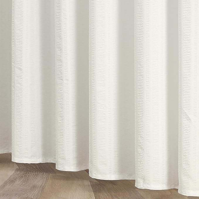 Aiyufeng Extra Long Cream Shower Curtain 96 Inch Long, Embossed Texture Fabric Bathroom Shower Curtain, Large Hotel Bath Curtain with 12 Holes, 72x96