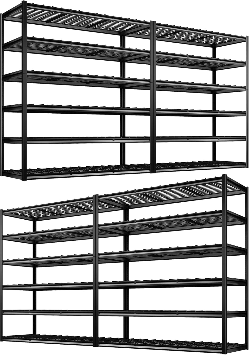 REIBII 60" W Garage Shelving, 2900LBS Storage Shelves, 6 Tier Heavy Duty Shelving, Adjustable Metal Shelving Units and Storage Rack for Warehouse, Pantry, Basement, 60" W x 84" Hx 24" D, 4 Pack