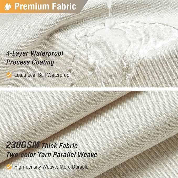 BTTN Extra Long Fabric Shower Curtain - 72 x 90 Inch Linen Textured Heavy Duty Cloth Shower Curtain Set with 12 Plastic Hooks, Large Hotel Luxury Polyester Shower Curtains for Bathroom, Light Cream