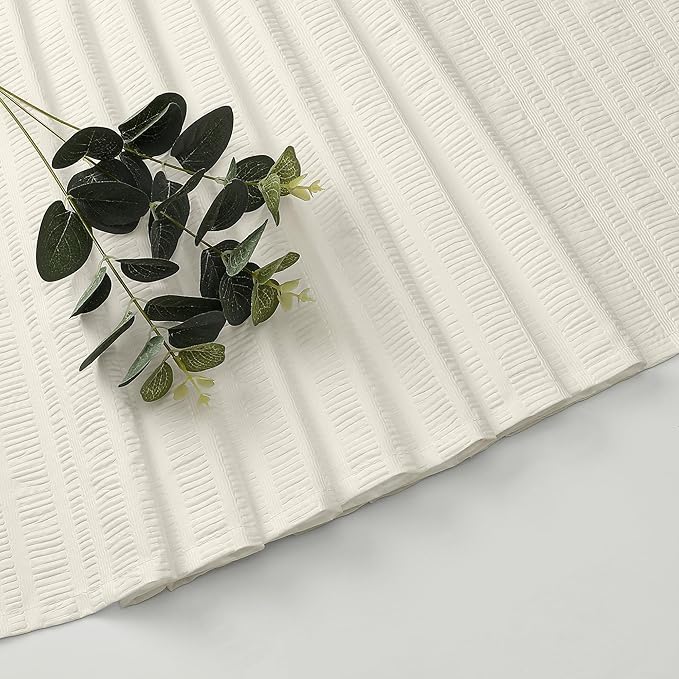 Aiyufeng Extra Long Cream Shower Curtain 96 Inch Long, Embossed Texture Fabric Bathroom Shower Curtain, Large Hotel Bath Curtain with 12 Holes, 72x96
