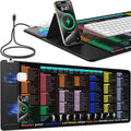 Mouse Pad with Excel Shortcut Keys, Desk Pad with Wireless Charger & Phone Stand, XXL Large Cheat Sheet Mousepad | PC Office Spreadsheet Keyboard Mat | Non-Slip Stitched Edge for Home Office Work