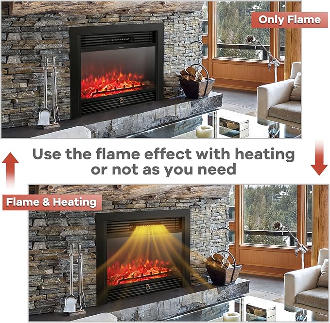 Giantex 28.5" Electric Fireplace Insert, Wall Recessed/Mounted, Freestanding
