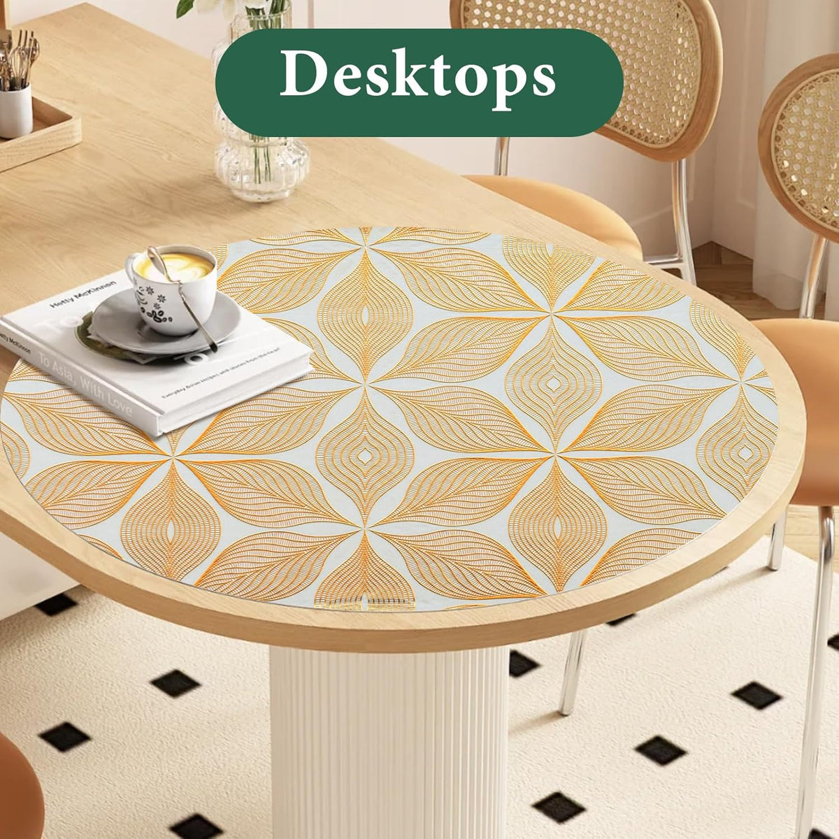 3D Drawer and Shelf Liner for Kitchen Cabinet: 17 in X 30 Ft Waterproof Shelf Paper Non Adhesive Refrigerator Liners Golden Leaf Easy Liners for Bathroom with Knife Tape Measure