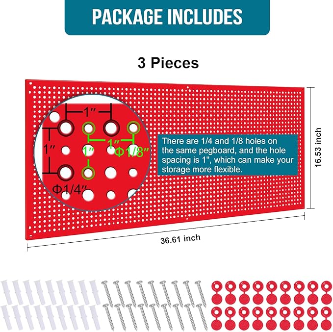 Daanxw Pegboard Rack Garage Storage Steel Horizontal PegBoard Pack, Steel