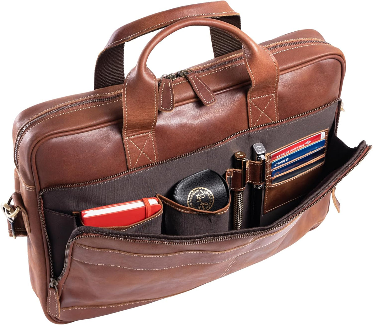 KomalC 16 Inch Leather briefcases Laptop Messenger Bags for Men and Women Best Office Satchel Bag