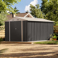 Patiowell 8 x 12 FT Metal Storage Shed for Outdoor, Steel Yard Shed with Design of Lockable Doors, Utility and Tool Storage for Garden, Backyard, Patio, Outside Use, Grey