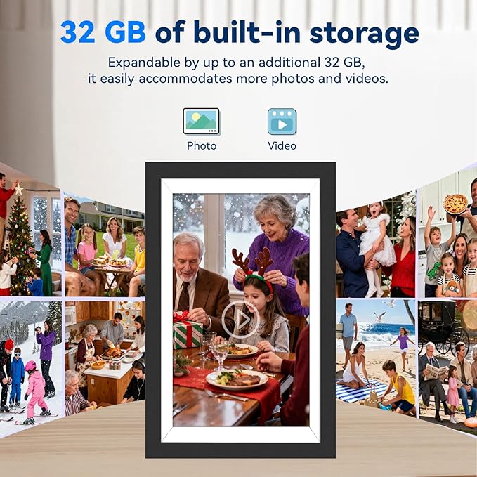 UHALE Battery Power Digital Picture Frame, 10.1'' 1920x1080 HD IPS Touch Screen