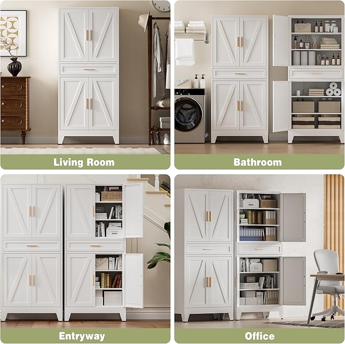 COFaR 71" Tall Kitchen Pantry, Farmhouse Storage Cabinet