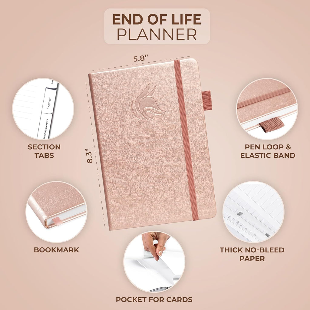 Clever Fox End of Life Planner – Final Arrangements Organizer for Beneficiary, Will Preparation, Last Wishes & Funeral Planning, A5 (Rose Gold)