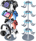 4 Tier Aluminum Alloy Game Controller Stand, Rotatable Gaming Controller Headset Holder Compatible with PS5 Xbox Nintendo Switch PS4, Controller Headphone Stand Organizer Rack for desk, Grey