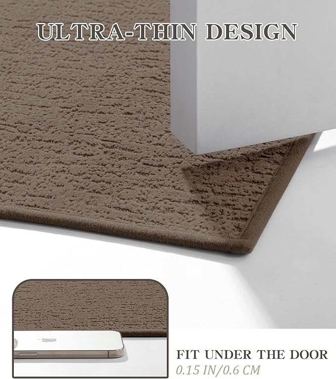 chakme Bathroom Rugs Mat 36x24, Ultra Thin Non Slip Bath Mat Quick Dry Absorbent Bath Mat for Bathroom Floor, (Coffee, 36"x24")