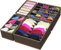 Simple Houseware 4-Pack Drawer Organizer Set - Closet Dividers for Underwear, Socks, Bras, Scarves, Ties - Foldable Non-Woven Storage Boxes, Brown