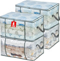 80L Clear Large Storage Bag, Clothes Storage Containers for Organizing Closet, Bedroom, Underbed, Comforters, Clothing, Blankets, Pillow, Foldable Organizer with Sturdy Handle and Zippers (4)