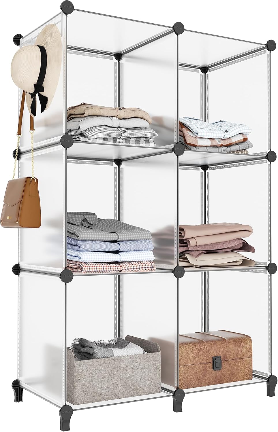 HOMIDEC 6-Cube Storage Organizer, Closet Organizer Storage Shelf Bookcase Bookshelf with Metal Hammer, Storage Cubes Organizer Cabinet for Kids, Closet, Bedroom, Bathroom, (11.8x11.8x11.8 inch)