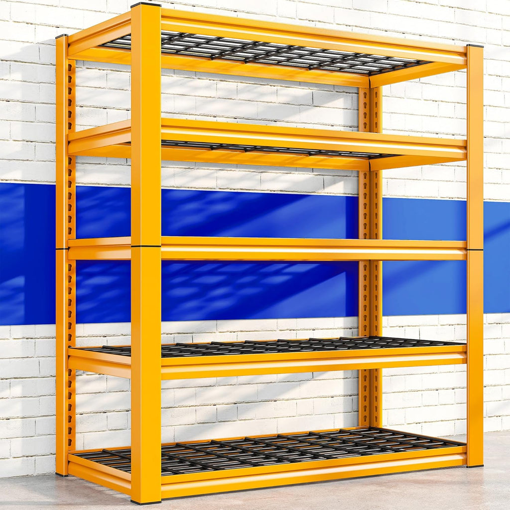 REIBII Garage Shelving Load 3000LBS, 5-Tier Storage Shelves, Adjustable Heavy Duty Metal Shelving Unit for Pantry, Basement, Warehouse, 72" H x 36" W x 16" D