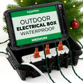 SockitBox – The Original Weatherproof Connection Box – Indoor & Outdoor Electrical Power Cord Enclosure for Timers, Extension Cables, Transformers, Power Strips, Lights, Tools & More – Medium – Black