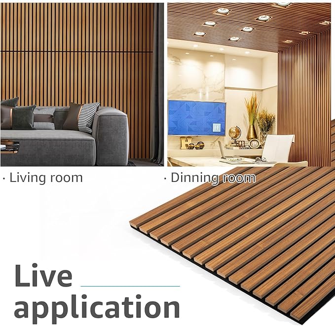 Art3d 4 Pack 47.2 x 23.6in. Wood Slat Acoustic Panels